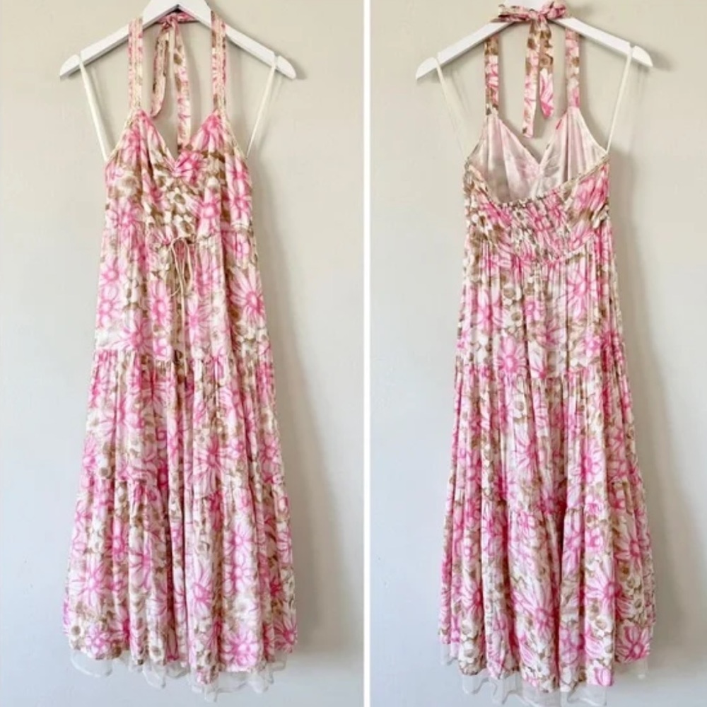 Free People floral halter maxi dress size 0